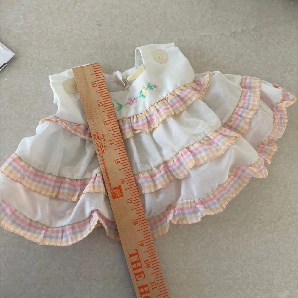 Charming Vintage White and Pink Ruffled Newborn Easter Baby Dress